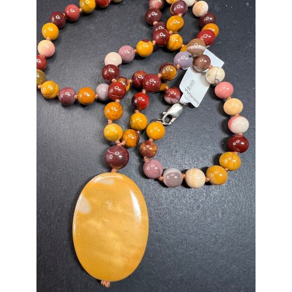 NEW Mookaite knotted pendant necklace with sterling silver clasp - Picture 5 of 13